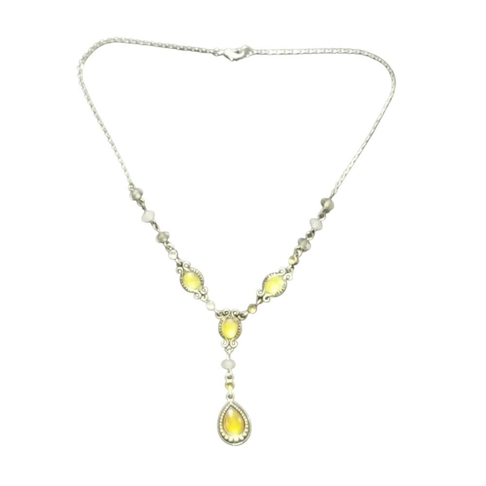 Vintage Avon Silver-Toned Goddess Teardrop Lariat Y Drop Necklace